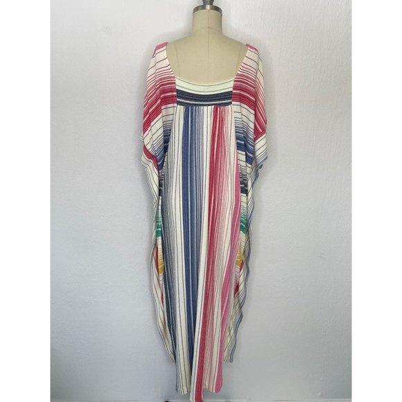Vintage 70s 80s Rainbow MuuMuu Kaftan House Dress size M Medium Terry Cloth Boho - Picture 4 of 6